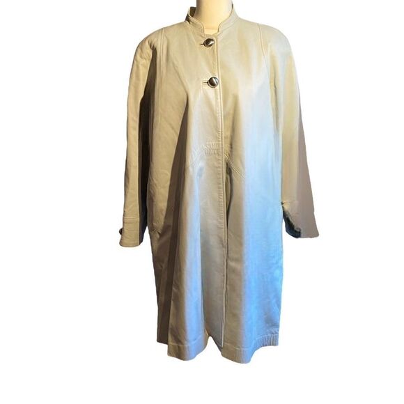 Siena Light Powder Blue Vintage Leather Swing Coat Size M - Picture 1 of 8